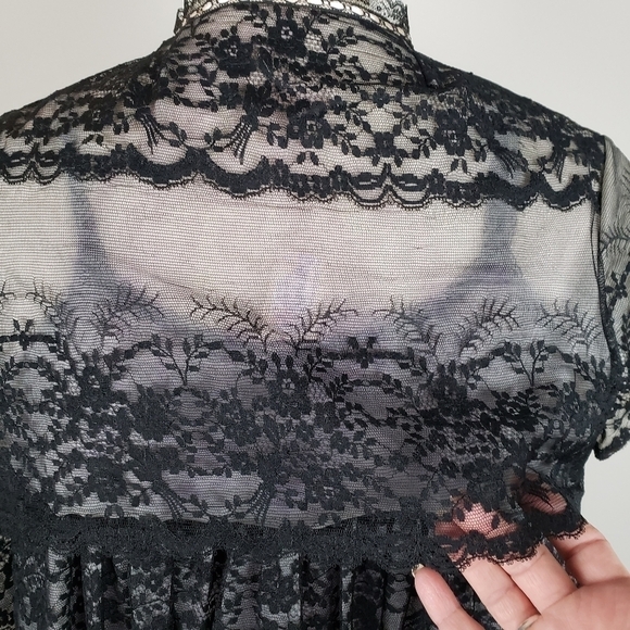 Vintage Van Roalte Radcliffe Lace Negligee Set Nightie and Robe S Black EUC - Picture 4 of 16